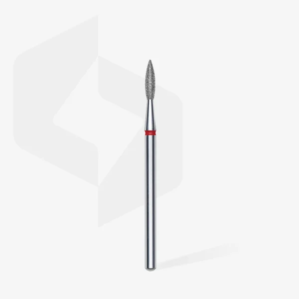 Foret à ongles diamanté, pointu « Flamme », rouge, diamètre tête 2.1 mm, partie active 8 mm – Image 2