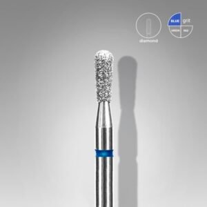FA120B023/5 Embout a cuticules diamanté, poire « Match », bleue, diamètre tête 2.3 mm, partie active 5 mm