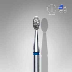 FA130B025/5 Embout a cuticules diamanté, Olive, bleue, diamètre tête 2.5 mm, partie active 5 mm
