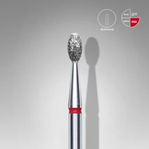 FA130R025/5 Embout a cuticules diamanté, Olive, rouge, diamètre tête 2.5 mm, partie active 5 mm