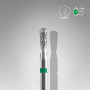 FA120R023/5 Embout a cuticules diamanté, poire « Match », vert, diamètre tête 2.3 mm, partie active 5 mm